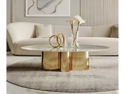 Mesa de centro 130x42x70 cm branco ouro modig m59