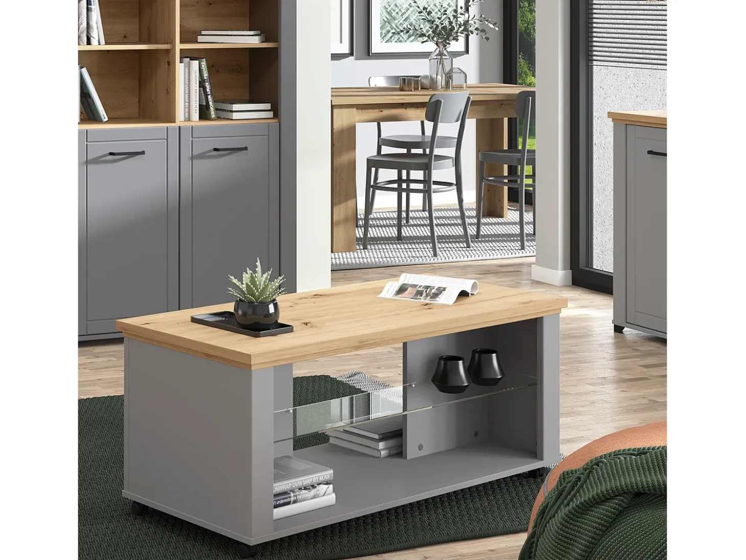 Mesa de Centro 114,5x49x50,5 cm Cinza