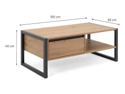 Mesa de Centro 100x40x55 cm Cinza Natural