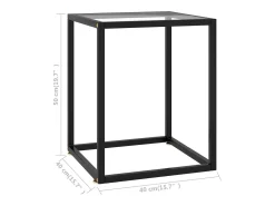 Mesa de centro 40x40x50 cm preto com vidro temperado PT310046