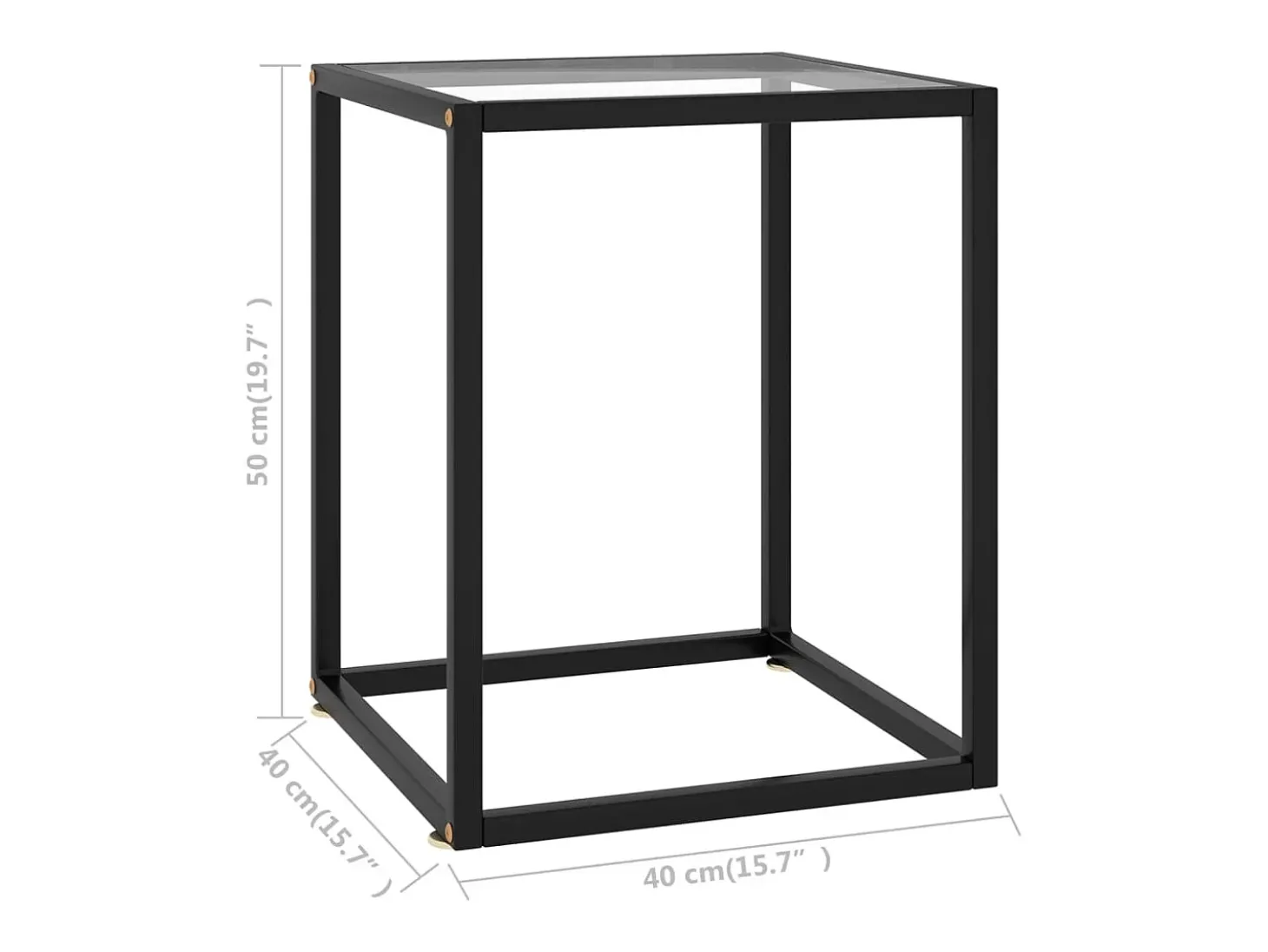 Mesa de centro 40x40x50 cm preto com vidro temperado PT310046