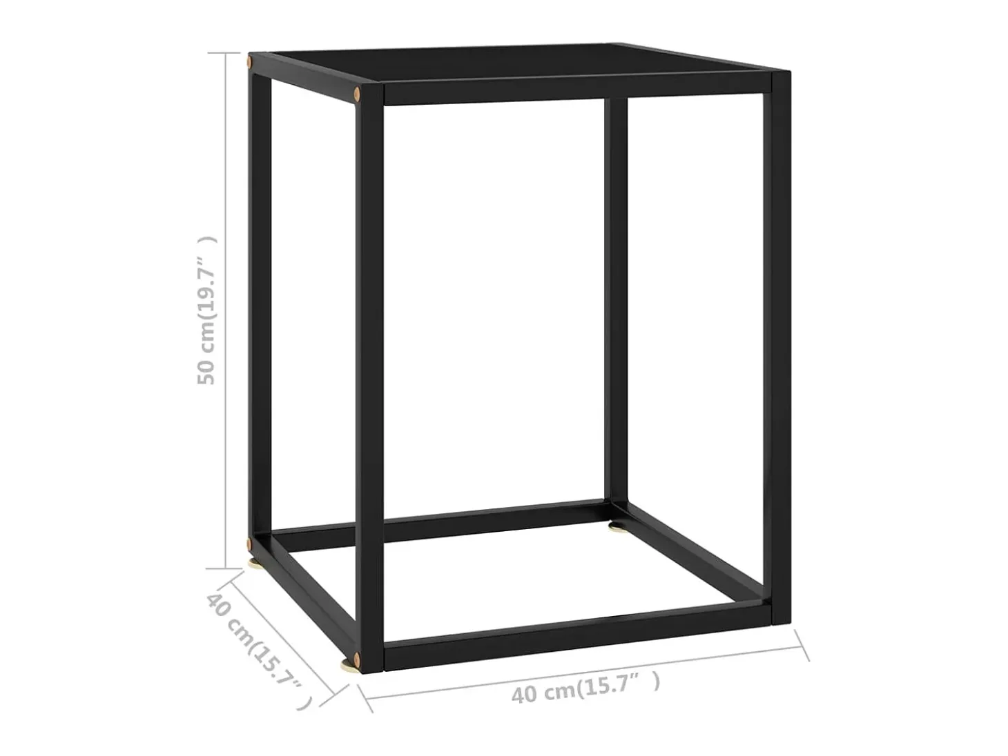 Mesa de centro 40x40x50 cm preto com vidro preto PT849057