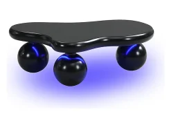 Mesa de centro 95x62.5x32cm - forma de nuvem - com iluminação LED - pés redondos - preto