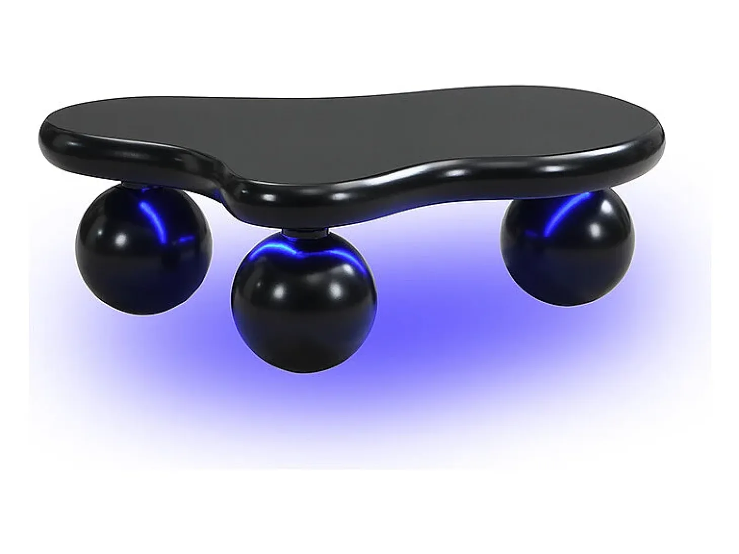 Mesa de centro 95x62.5x32cm - forma de nuvem - com iluminação LED - pés redondos - preto