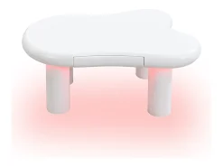 Mesa de centro 98x65,5x40cm com tampo em forma de nuvem e 4 pés grossos, 1 gaveta e LED incluído, branca