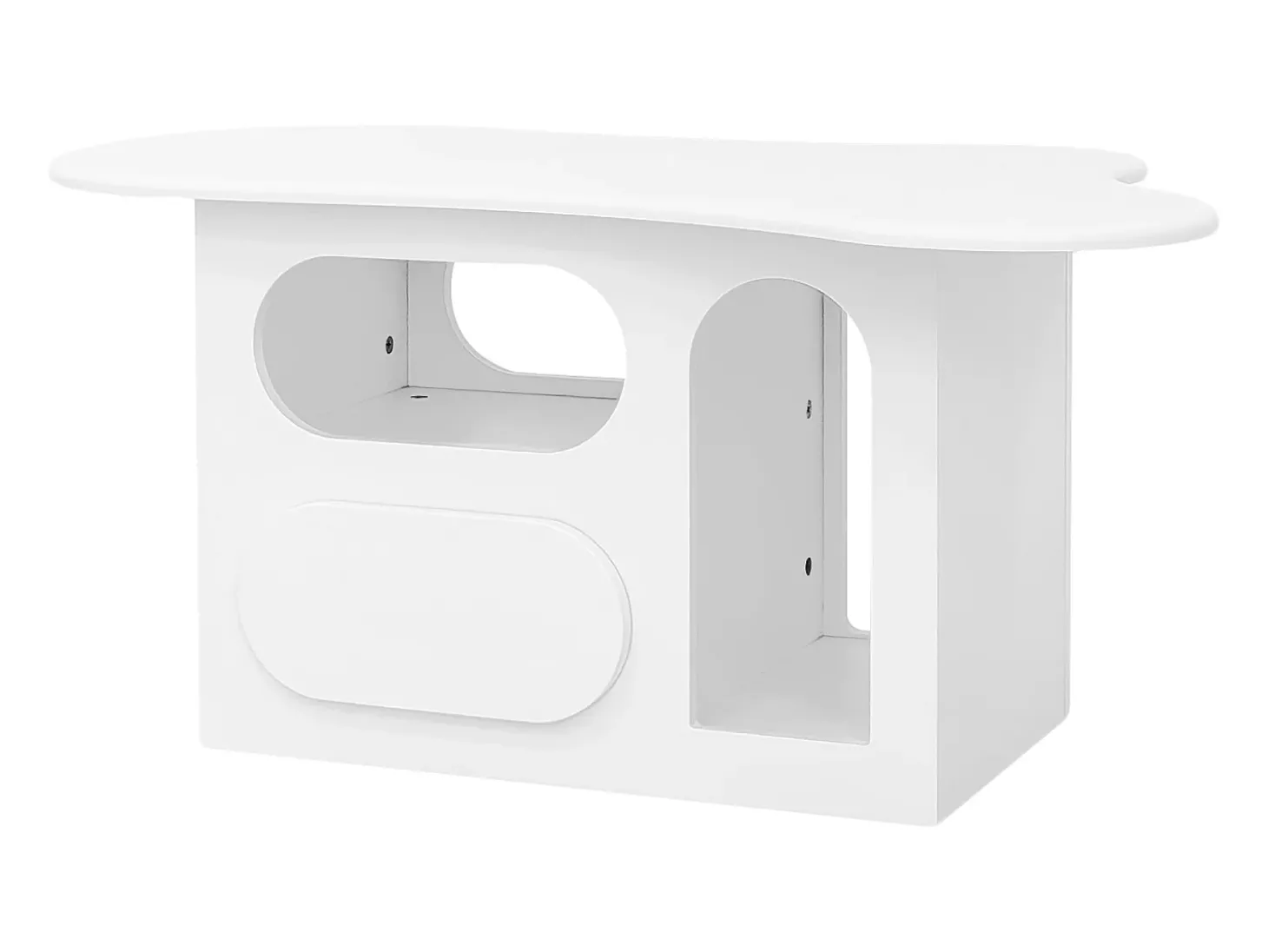 Mesa de centro 97x45x43,5cm com tampo em forma de nuvem, espaço de armazenamento aberto, branca