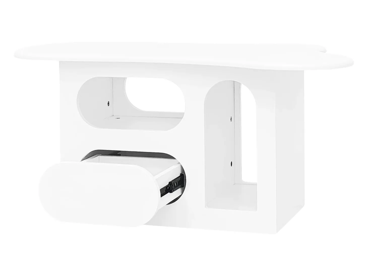 Mesa de centro 97x45x43,5cm com tampo em forma de nuvem, espaço de armazenamento aberto, branca