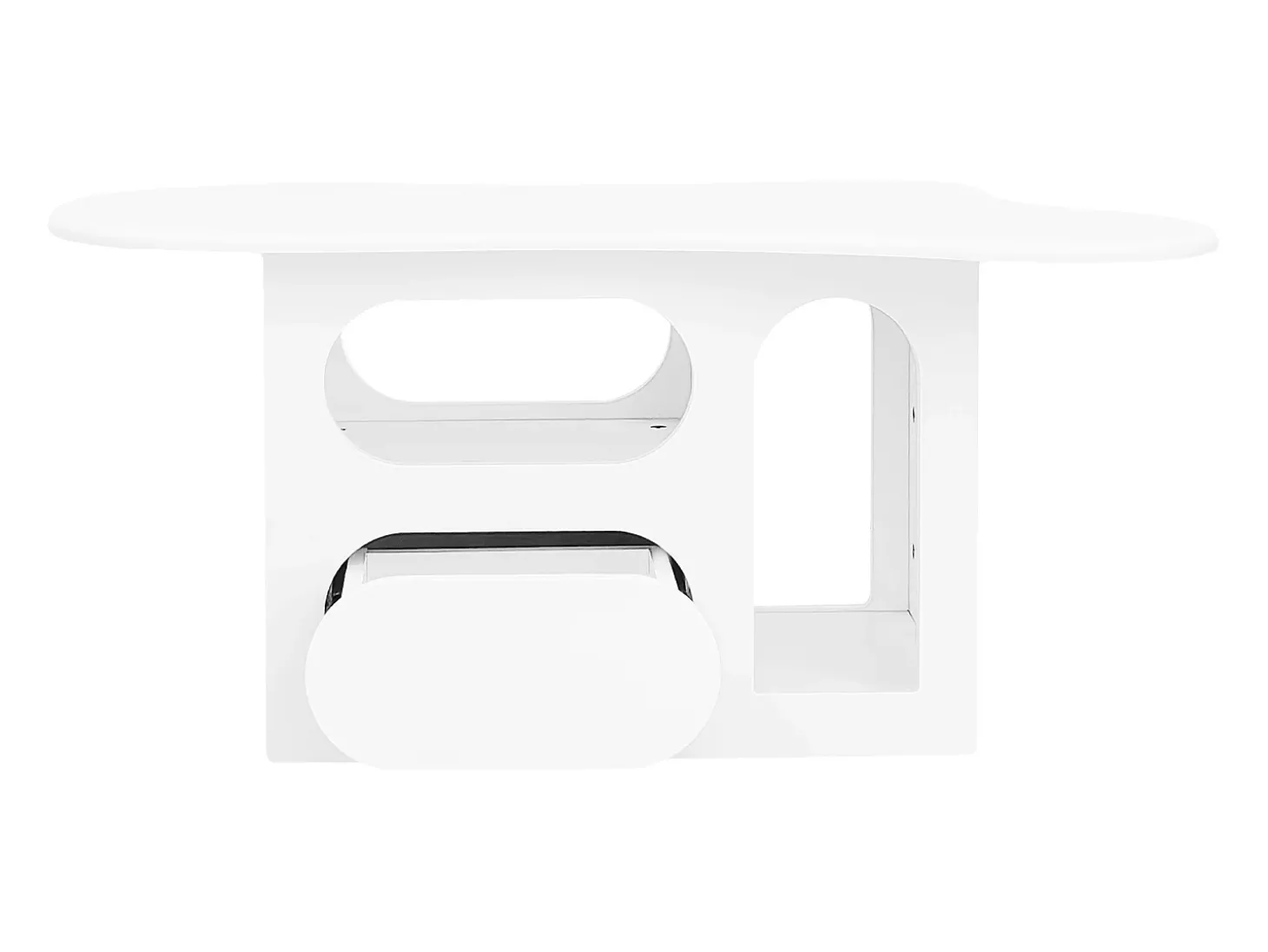 Mesa de centro 97x45x43,5cm com tampo em forma de nuvem, espaço de armazenamento aberto, branca