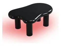 Mesa de centro 98x65,5x40cm com tampo em forma de nuvem e 4 pés grossos, 1 gaveta e LED incluído, preta