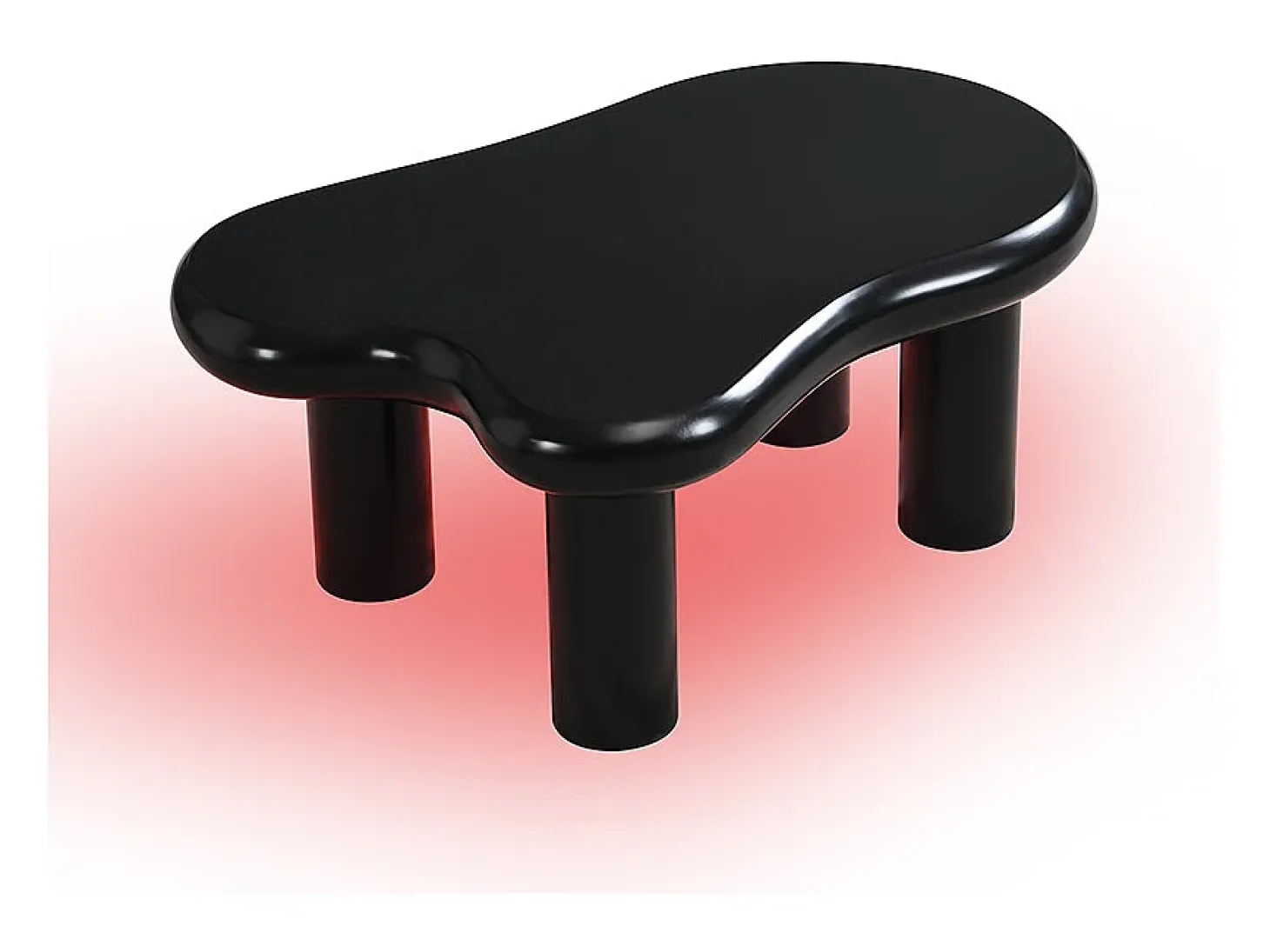 Mesa de centro 98x65,5x40cm com tampo em forma de nuvem e 4 pés grossos, 1 gaveta e LED incluído, preta
