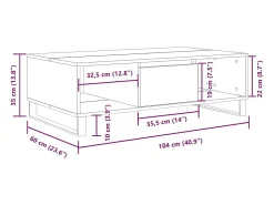 Mesa de centro 104x60x35cm derivados de madeira carvalho fumado