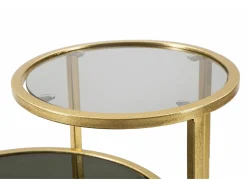 Mesa de centro Yoko, Mesa de centro baixa, Porta-revistas para sofá, Prateleira de sala, 50x40 h61 cm, Dourado