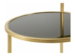 Mesa de centro Yoko, Mesa de centro baixa, Porta-revistas para sofá, Prateleira de sala, 50x40 h61 cm, Dourado
