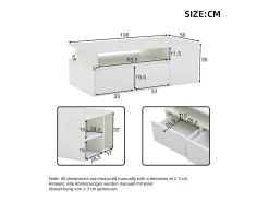 Mesa de chá - 100 x 50 x 35 cm - mesa de centro para sala de estar - com LEDs + 2 gavetas - aglomerado - branco