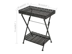 Mesa de chá dobrável estilo vintage metal 58x35x72 cm preto