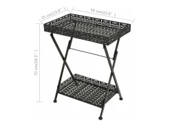 Mesa de chá dobrável estilo vintage metal 58x35x72 cm preto
