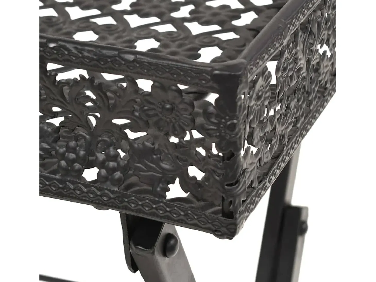 Mesa de chá dobrável estilo vintage metal 58x35x72 cm preto