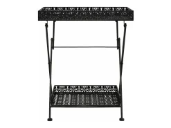 Mesa de chá dobrável estilo vintage metal 58x35x72 cm preto