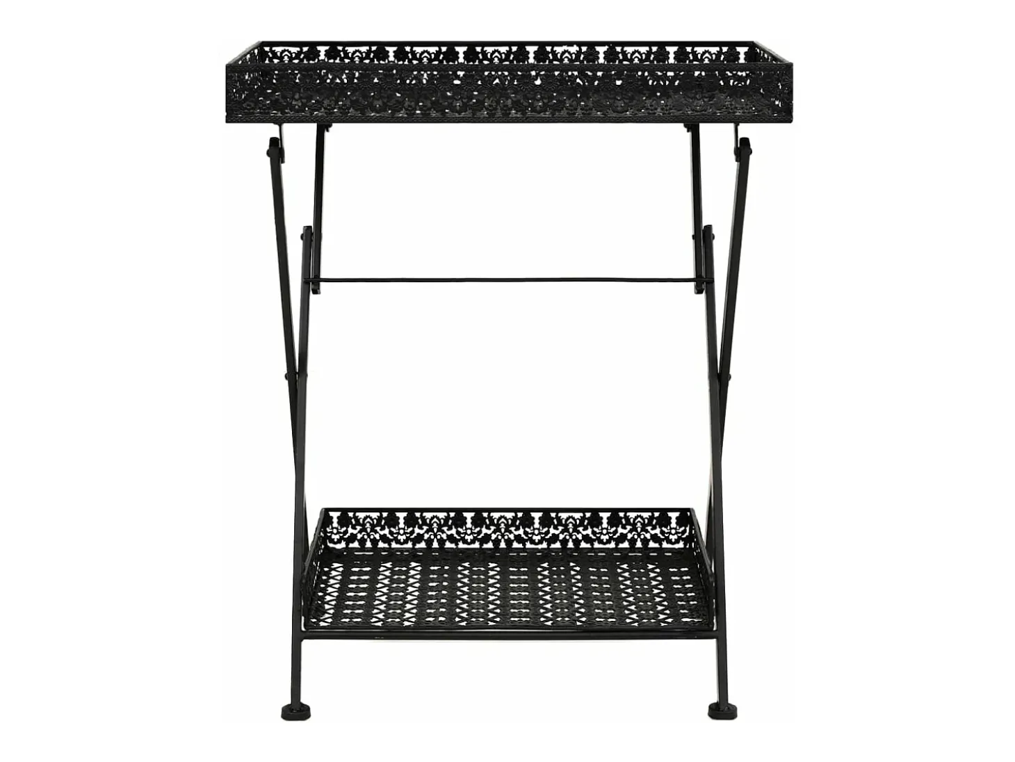 Mesa de chá dobrável estilo vintage metal 58x35x72 cm preto