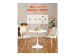 Mesa de Conjunto SucceBuy Mesa de Jantar Redonda em Madeira de 80 cm para 2 a 4 Pessoas (Só Mesa)