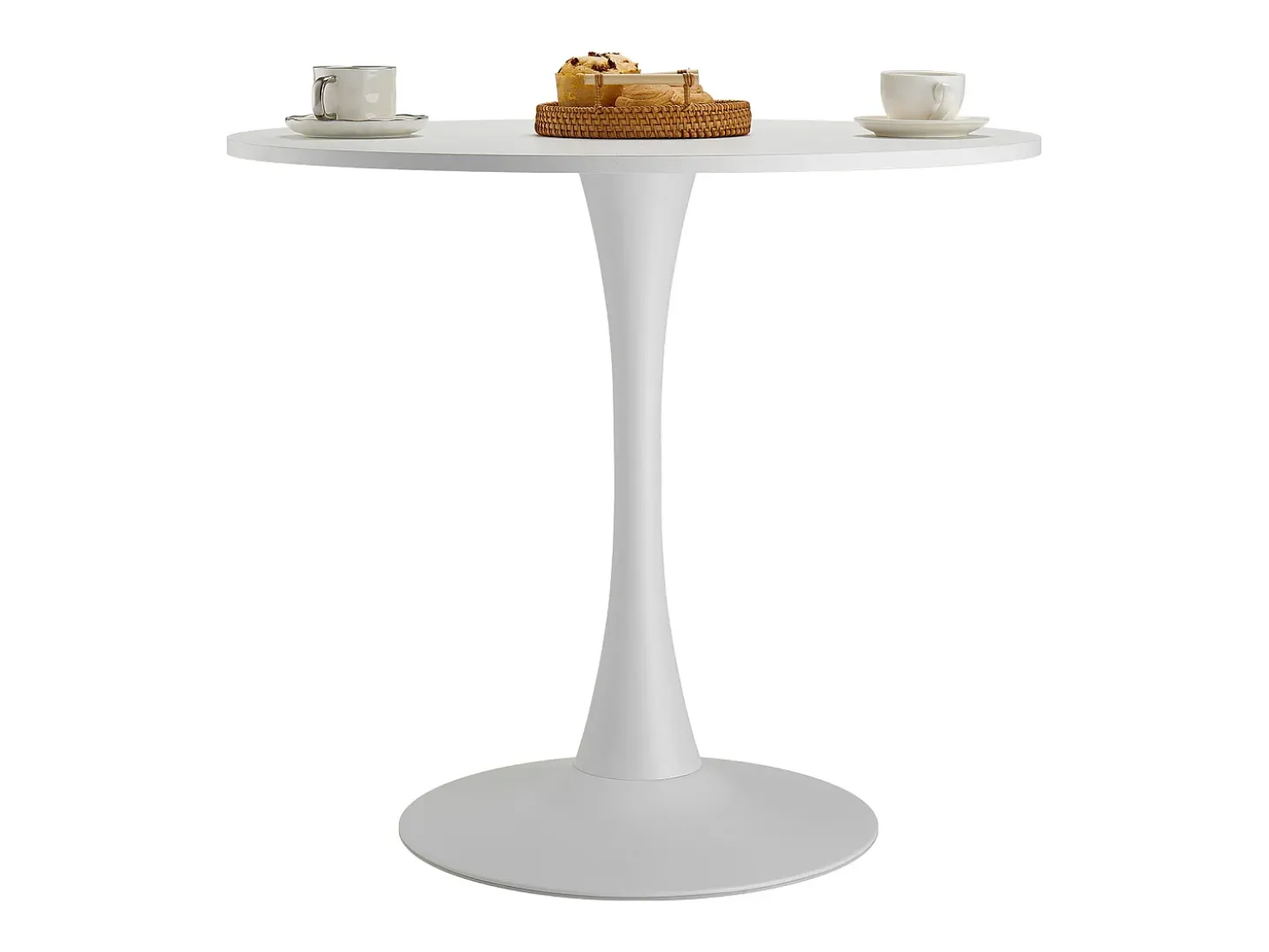 Mesa de Conjunto SucceBuy Mesa de Jantar Redonda em Madeira de 80 cm para 2 a 4 Pessoas (Só Mesa)
