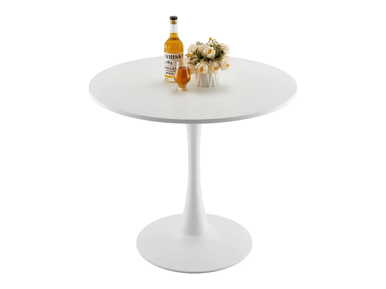 Mesa de Conjunto SucceBuy Mesa de Jantar Redonda em Madeira de 80 cm para 2 a 4 Pessoas (Só Mesa)