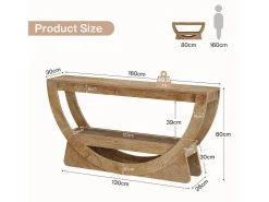 Mesa de Consola de 160 cm de Comprimento, Mesa de Entrada Rustica com 2 Prateleiras de Armazenamento