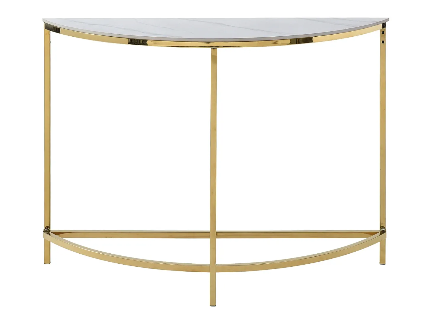Mesa de consola em cerâmica e aço inoxidável - Efeito mármore branco e dourado - CILÍNDRICA