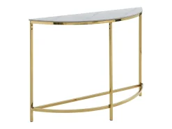 Mesa de consola em cerâmica e aço inoxidável - Efeito mármore branco e dourado - CILÍNDRICA