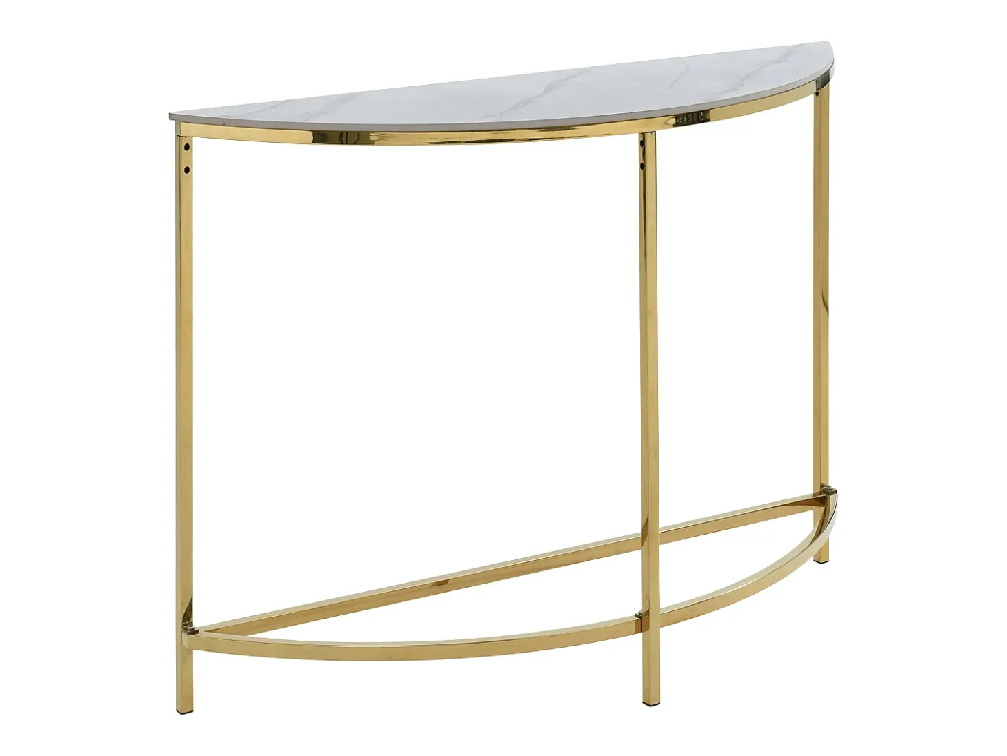 Mesa de consola em cerâmica e aço inoxidável - Efeito mármore branco e dourado - CILÍNDRICA