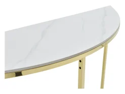 Mesa de consola em cerâmica e aço inoxidável - Efeito mármore branco e dourado - CILÍNDRICA