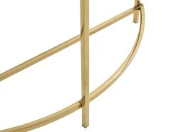 Mesa de consola em cerâmica e aço inoxidável - Efeito mármore branco e dourado - CILÍNDRICA