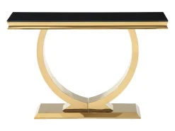 Mesa de consola em vidro temperado e aço inoxidável - Dourado e Preto - ROWAN por Pascal Morabito
