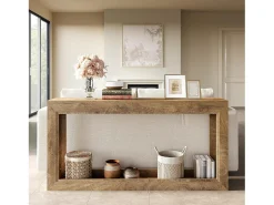 Mesa de Consola Estreita de 160cm, Mesa Longa para Sofá Atrás do Sofá, Mesa Moderna de Entrada
