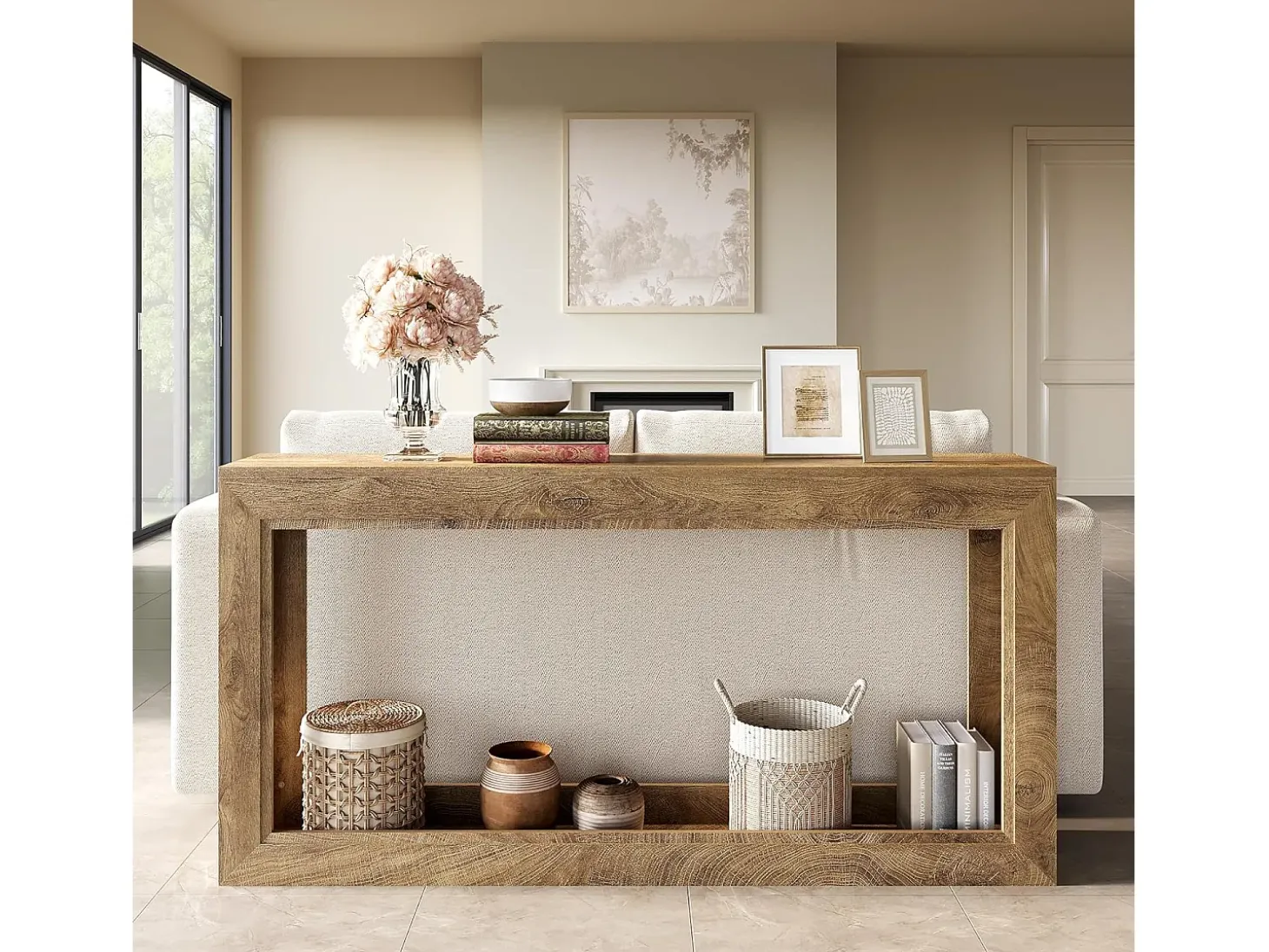 Mesa de Consola Estreita de 160cm, Mesa Longa para Sofá Atrás do Sofá, Mesa Moderna de Entrada