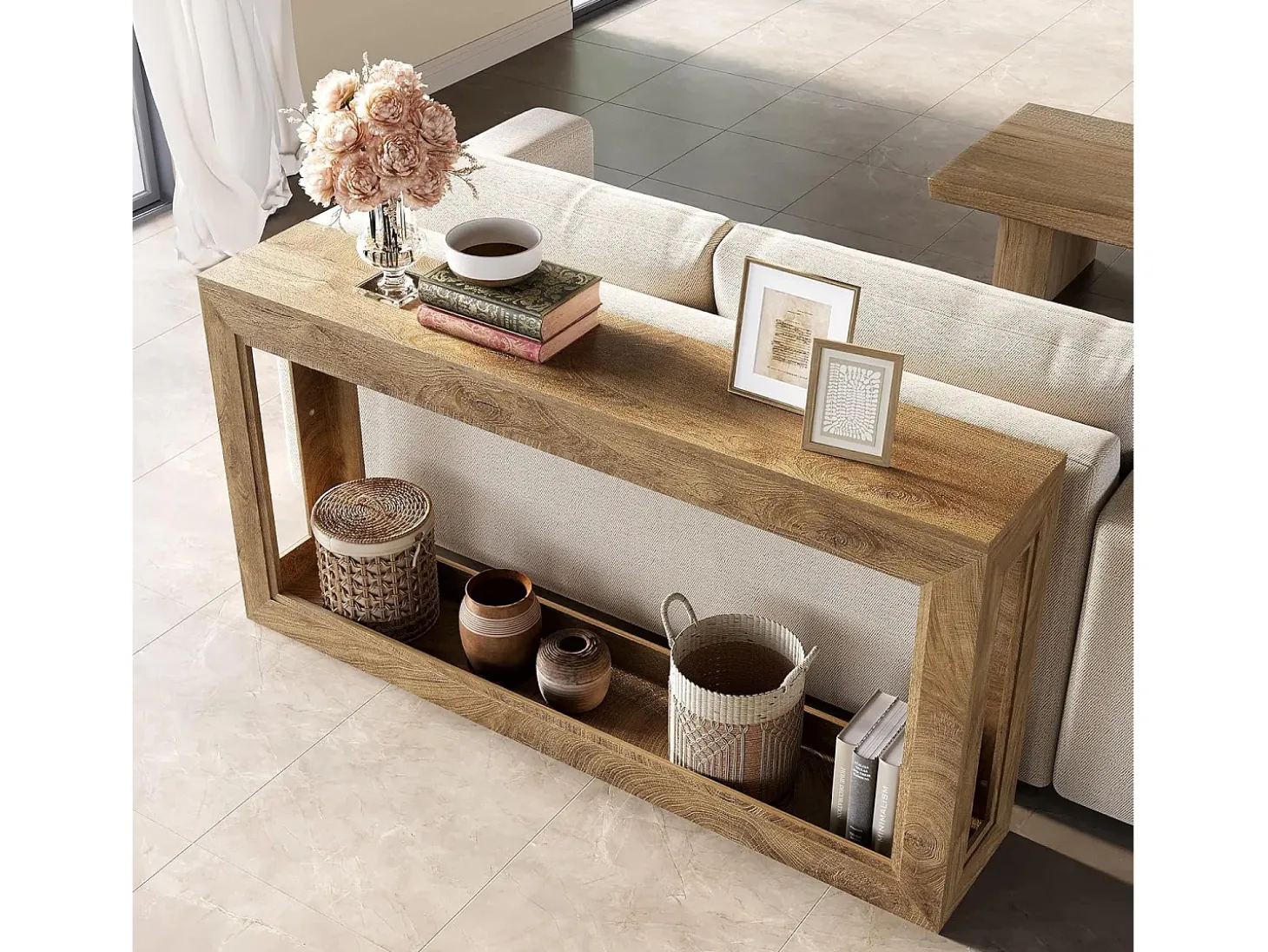 Mesa de Consola Estreita de 160cm, Mesa Longa para Sofá Atrás do Sofá, Mesa Moderna de Entrada