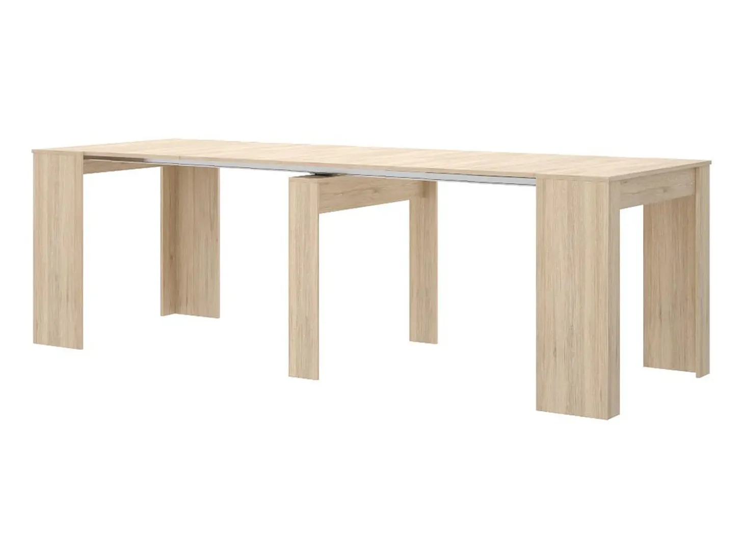 Mesa de consola extensível para 10 pessoas - 4 extensões - Cor natural clara - ONEGA