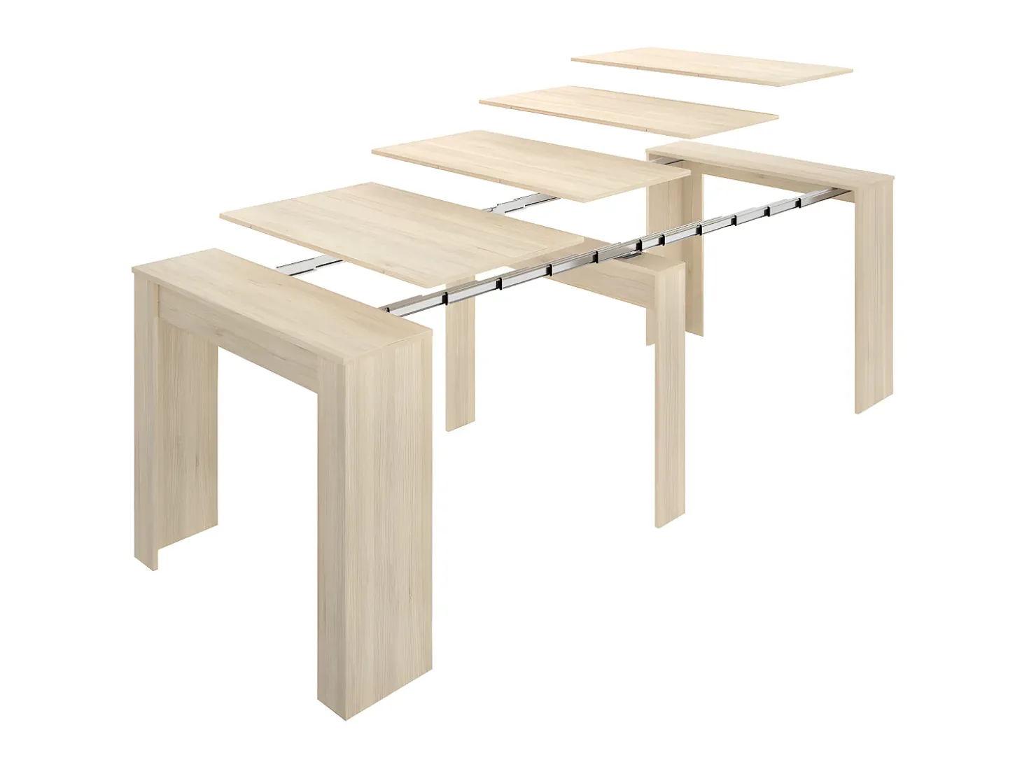 Mesa de consola extensível para 10 pessoas - 4 extensões - Cor natural clara - ONEGA
