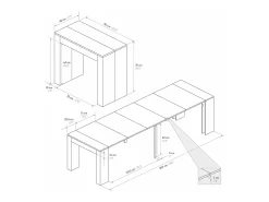 Mesa de consola extensível em madeira, acabamento em olmo pérola 90×45-90×300 cm - LERICI