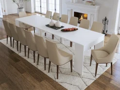 Mesa de consola extensível para 12 lugares - 6 extensões - Branca - ONEGA