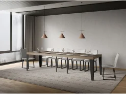 Mesa de consola extensível 90x40/300 cm Flame Premium cinza pomba