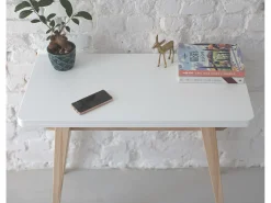 Mesa de consola pequena extensível 45x90cm Envelope Verde Sálvia | Pés em madeira de freixo