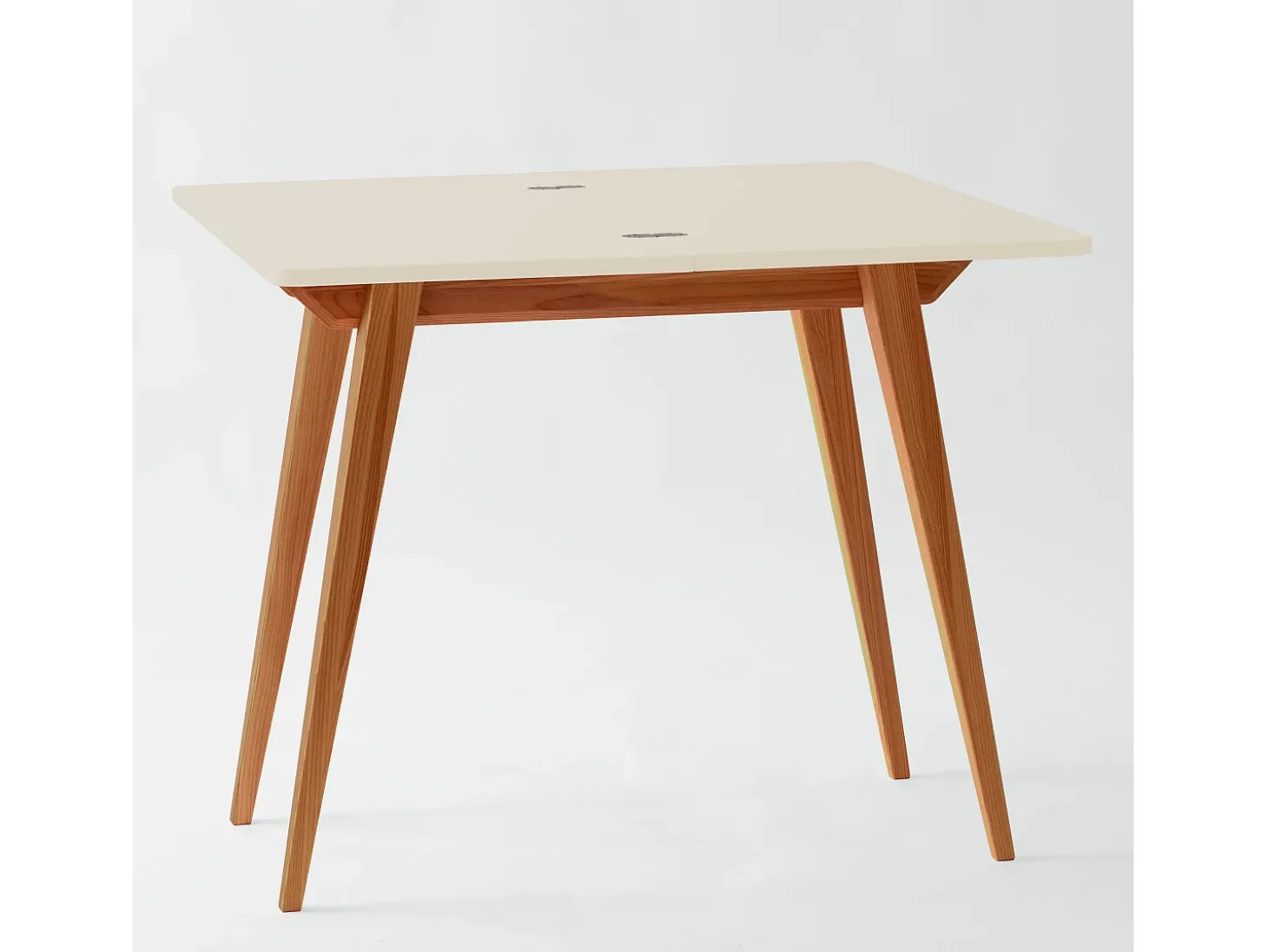 Mesa de consola pequena extensível 45x90cm Envelope Branco Giz | Pés carvalho