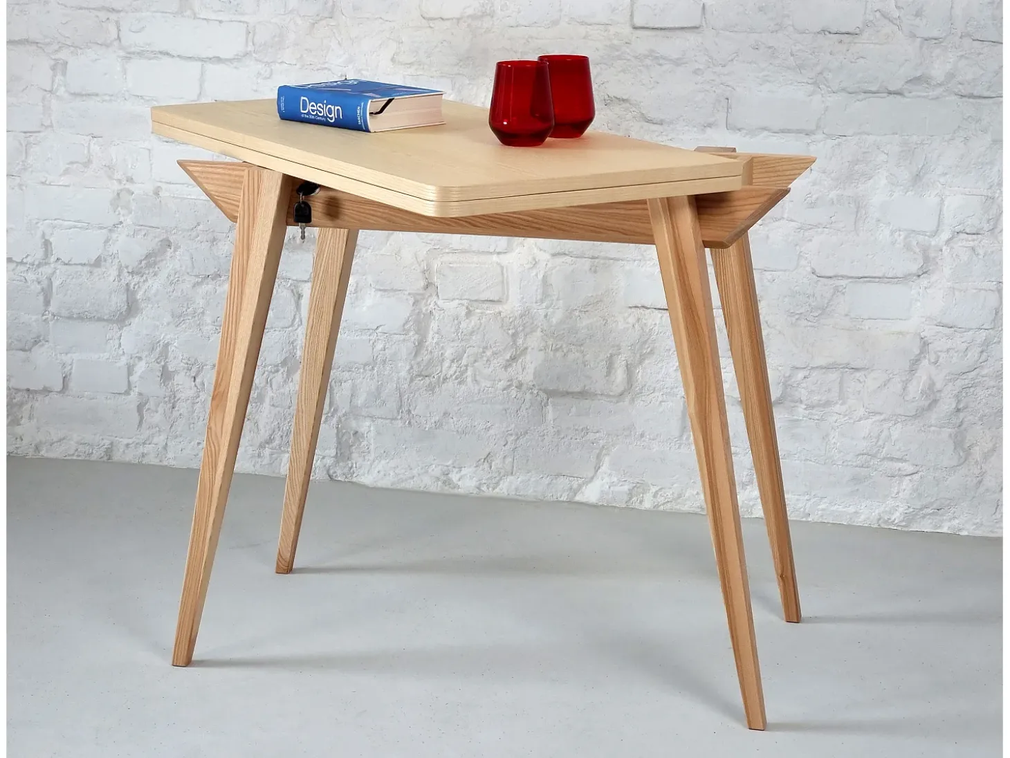 Mesa de consola pequena extensível 45x90cm Envelope Freixo