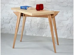 Mesa de consola pequena extensível 45x90cm Envelope Nogueira