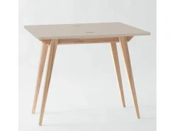 Mesa de consola pequena extensível 45x90cm Envelope Castanho Bege | Pés em madeira de freixo