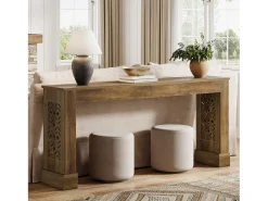 Mesa de Consola Rural de 160cm para Entrada, Mesa de Sofá Industrial