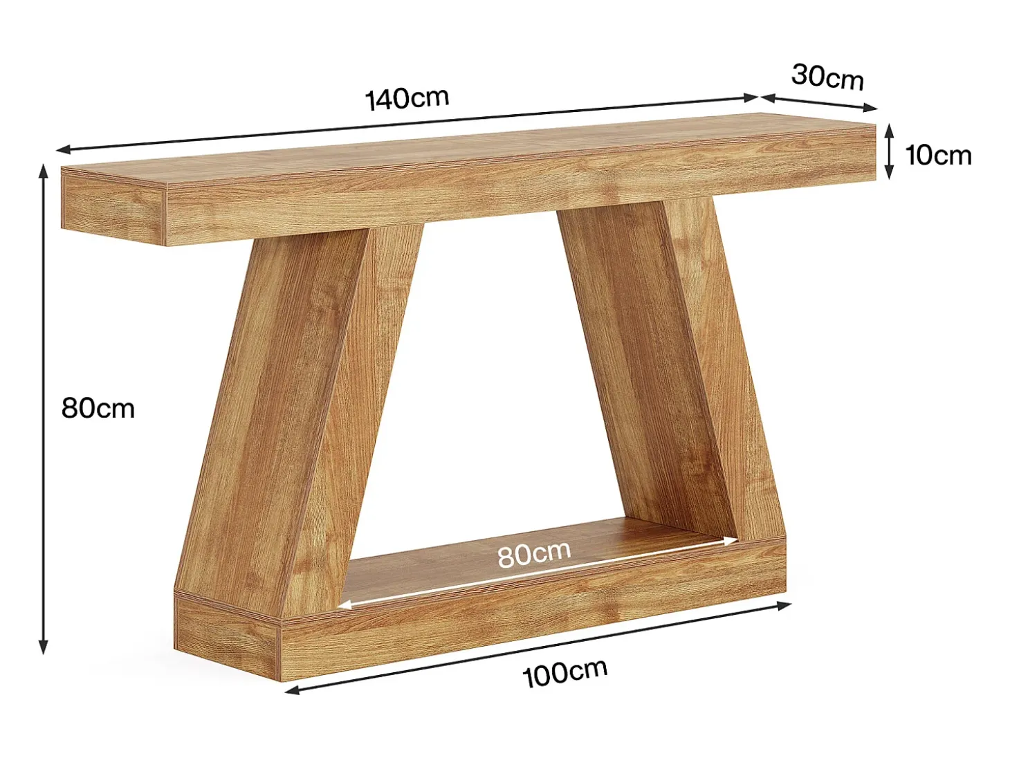 Mesa de Consola Rural, Mesa de Sofá Rustica de 140cm com Armazenamento, Marrom Natural