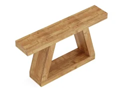 Mesa de Consola Rural, Mesa de Sofá Rustica de 140cm com Armazenamento, Marrom Natural
