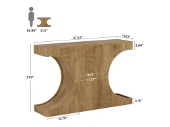 Mesa de Consola Rustica, Mesa de Sofá Rustica de 105cm com Pernas em Forma de C